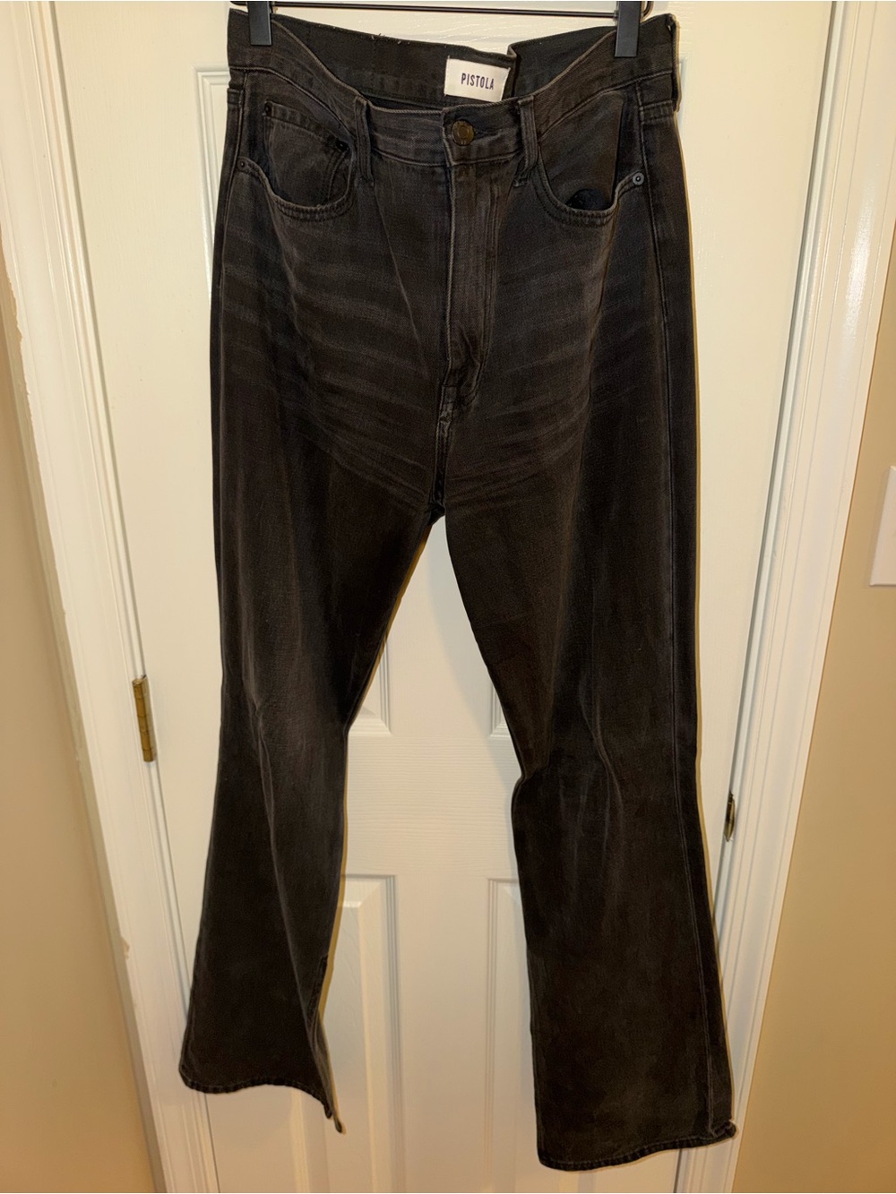 Women’s Pistola black denim jeans with inside slit